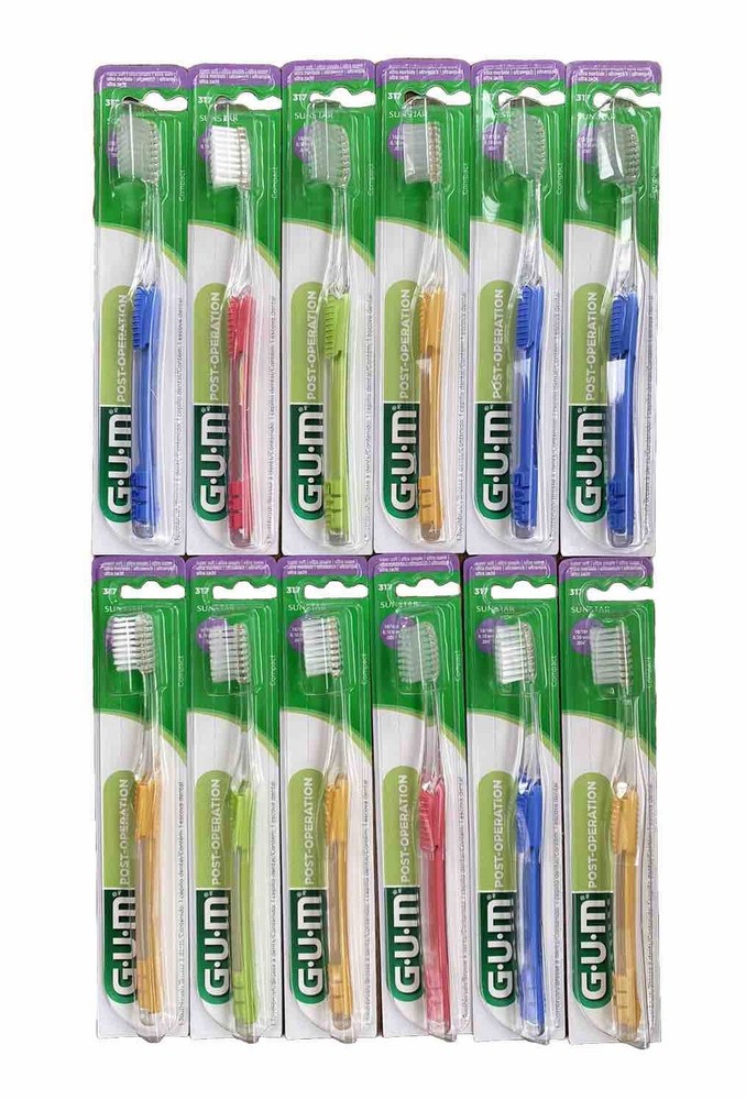 24 Pack GUM #317 Sunstar Post-Surgical toothbrushes Super Soft