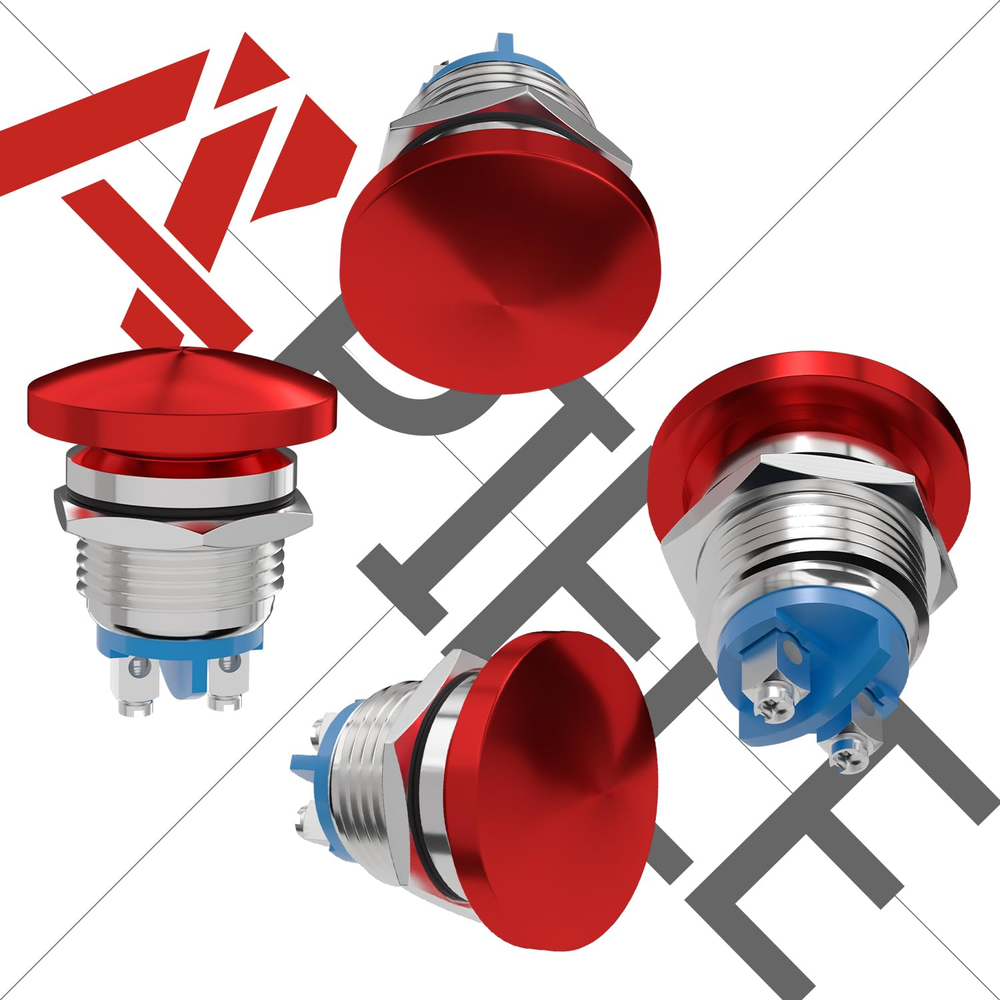19mm Mushroom Head Push Button Switch Momentary Push Button Ip65 Waterproof 12v