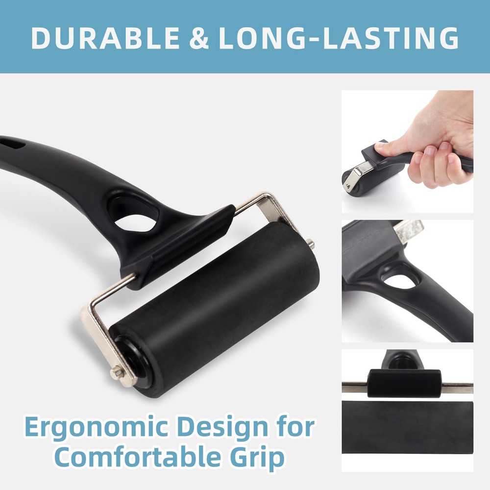 Rubber Roller Brayer for Crafting - Ink Roller Tool for Printmaking, Glue, Bl...