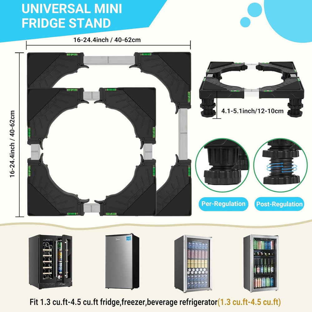Mini Fridge Stand Universal Raised Base Adjustable Refrigerator Stands with 4 St