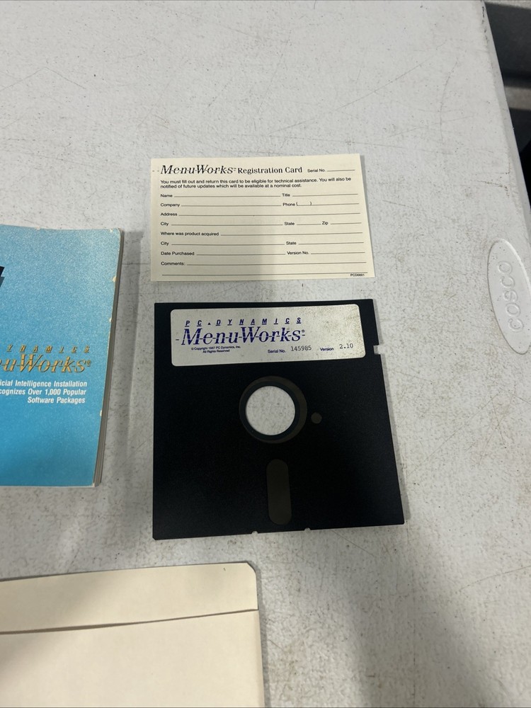 Vintage PC Dynamics Menu Works 5.25” Floppy Disk Software Complete With Manual