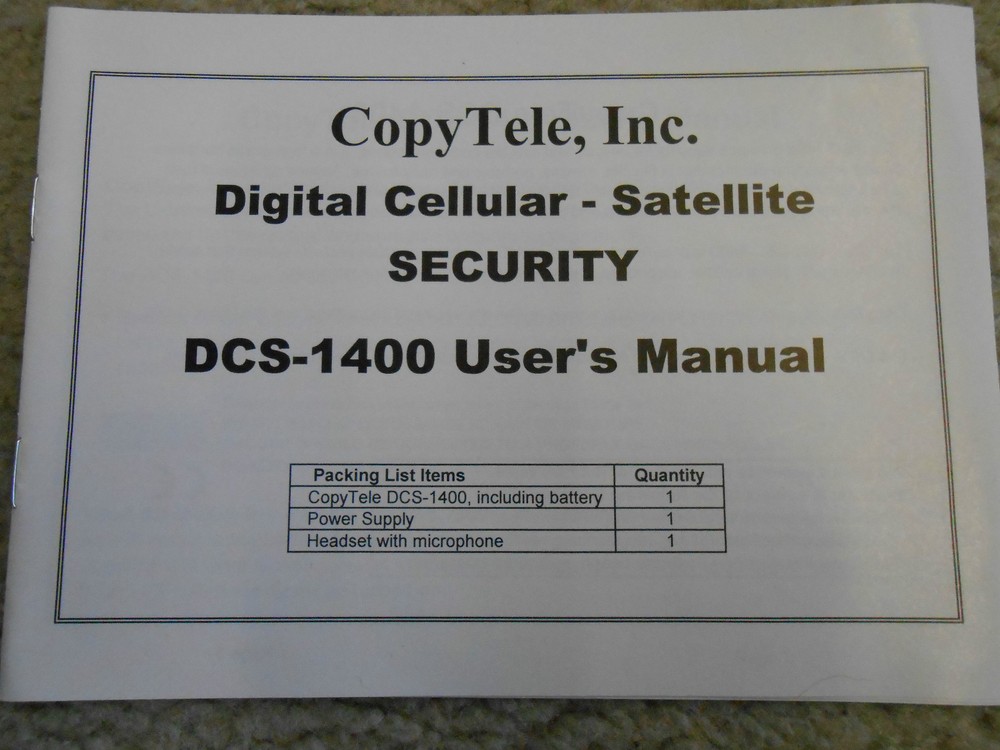 COPYTELE THURAYA DIGITAL CELLULAR SATELLITE SECURITY MODEL DCS-1400