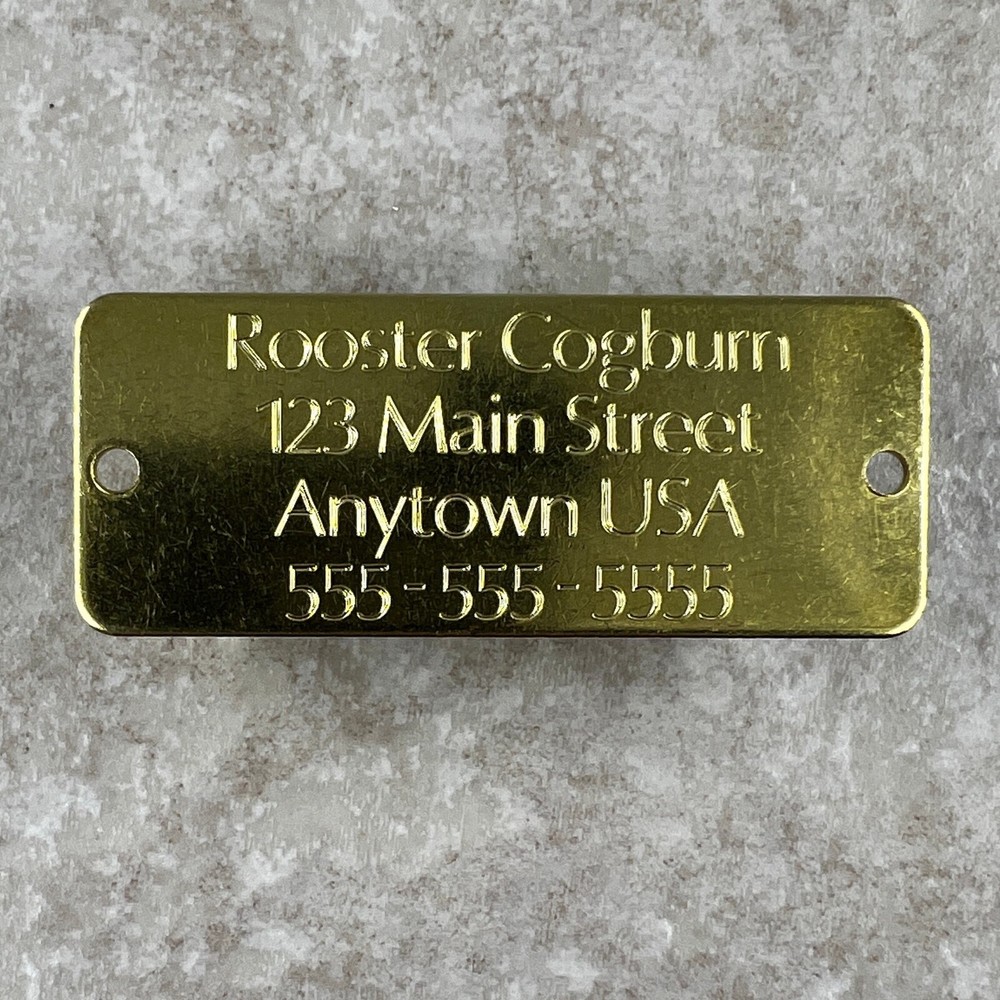 Custom Engraved Tags Personalized NAME PLATE ID Name Plate RUSTIC BRASS MEDIUM