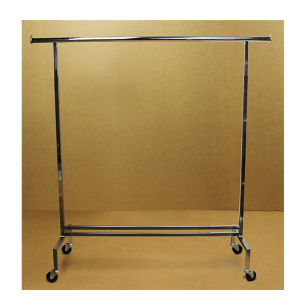 Single Bar Adjustable Clothes Rack Garment Retail Display Hanger Wheels