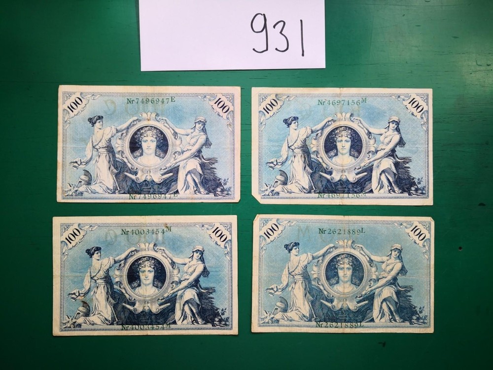 Germany Marks 1908 Note x4 Banknotes #931