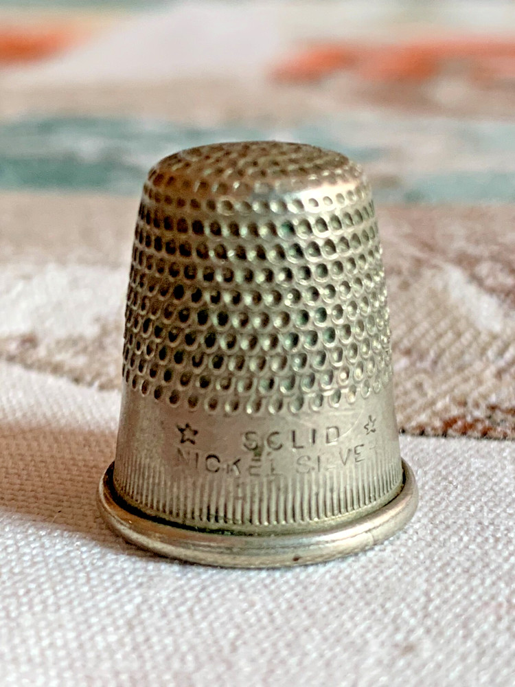 Antique English Solid Nickel Silver Sewing Thimble No.3