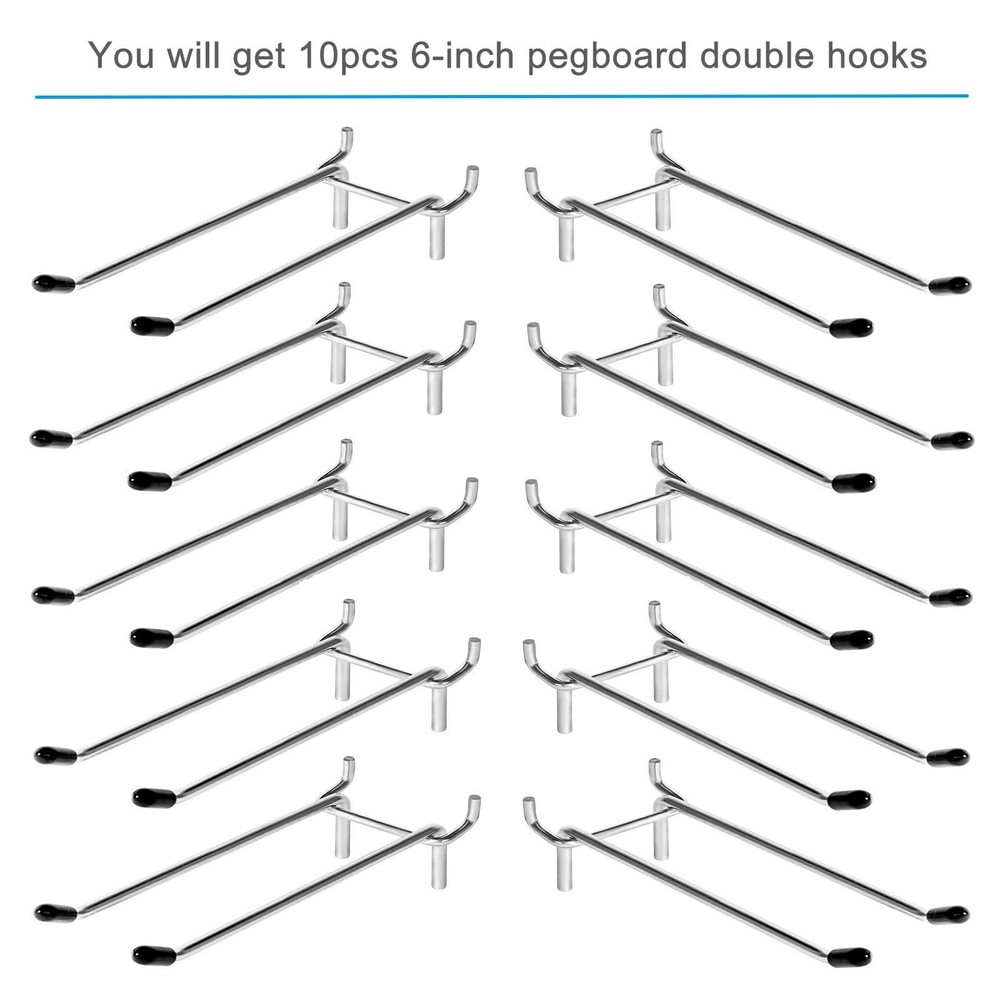 10 Pcs Pegboard Hooks, 6 Inch Peg Board Hooks, Pegboard Pegs Accessories with...