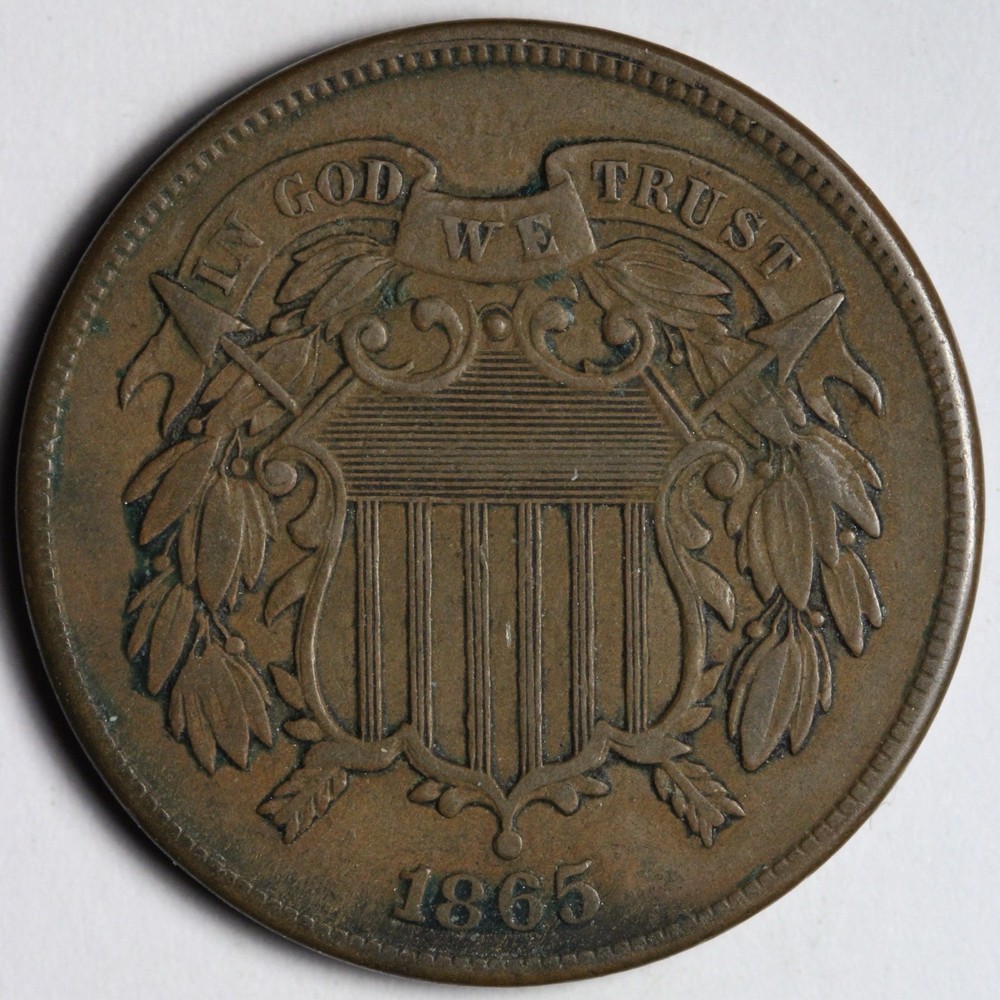 1865 Two Cent Piece AU  E193 OSEF