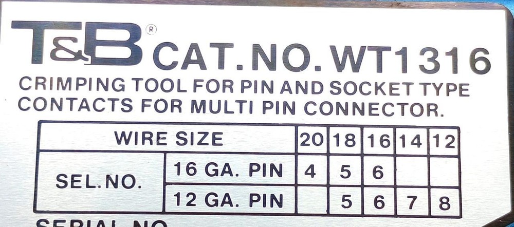 Thomas & Betts WT1316 Adjustable Multi-Pin Hand Crimping Tool