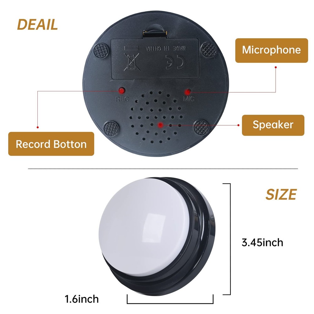 Voice Recording Button, 30 Second Record Button for Dog Pet Interactivity, Gi...
