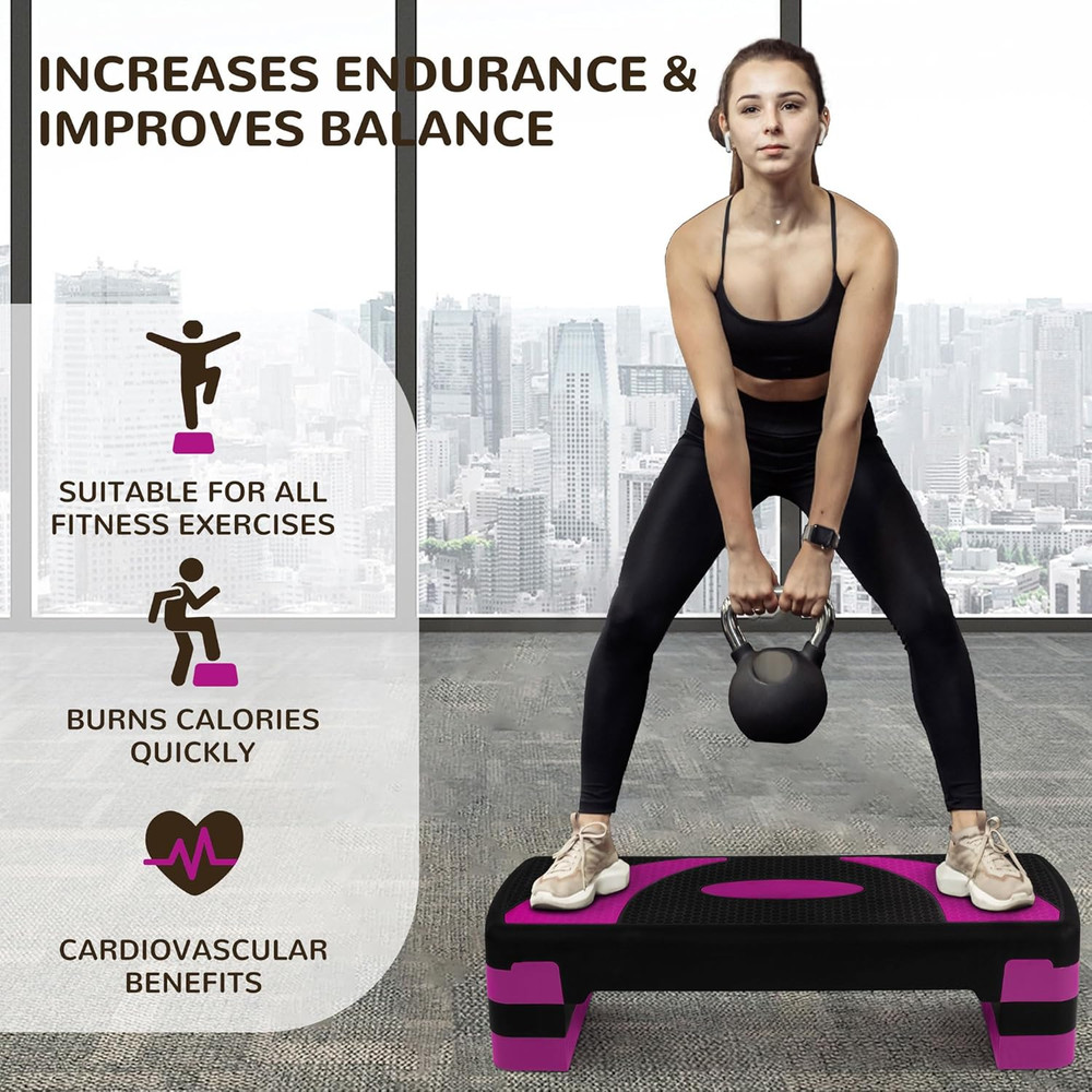 Balancefrom Aerobic Step Platform Trainer with Adjustable 3-Level Risers, 400 Po