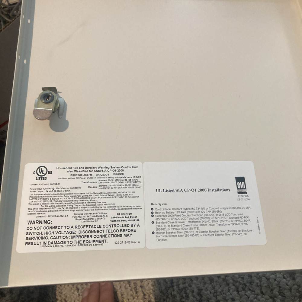 GE Interlogix Concord Panel, ( Check Picture Before Buying)