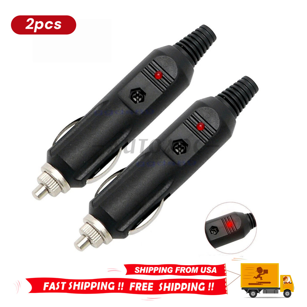 2Pack 12V Male Car Cigarette Lighter Socket Plug Connector US