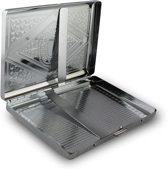 STAINLESS STEEL CAMEO CIGARETTE CASE /