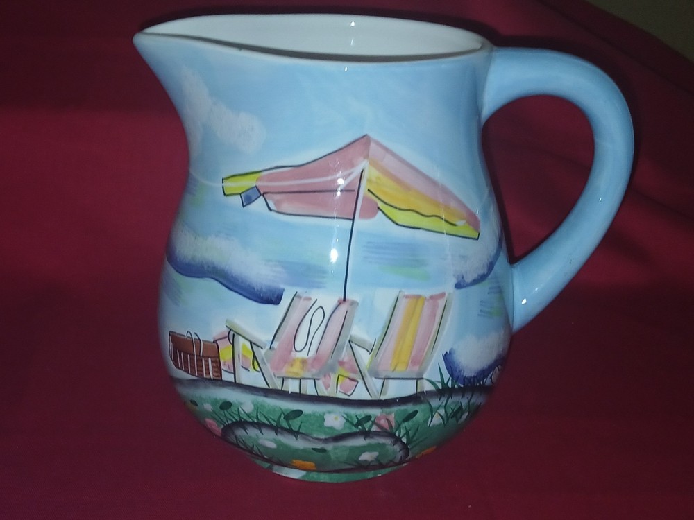 Ceramic Beach Scene Pitcher