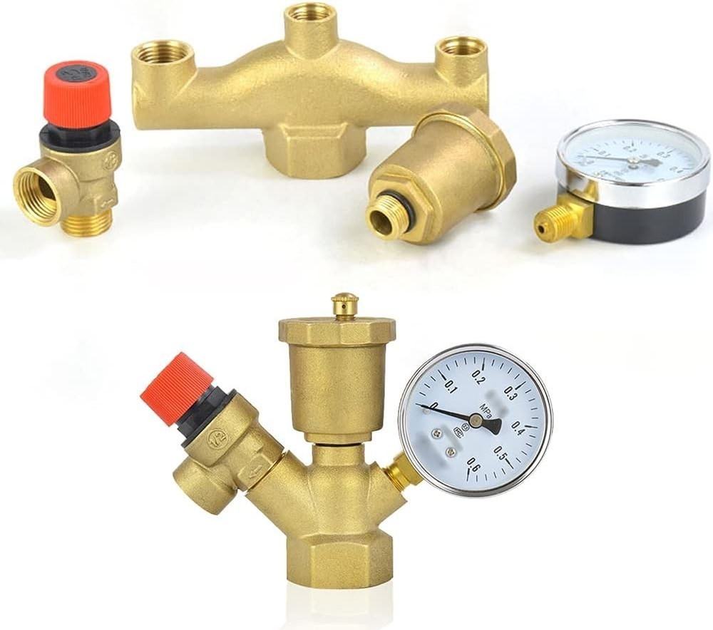 Brass Float Valve Kit 1/2" Auto Air Bleeder Vent + NPT Pipe Fitting Adapter