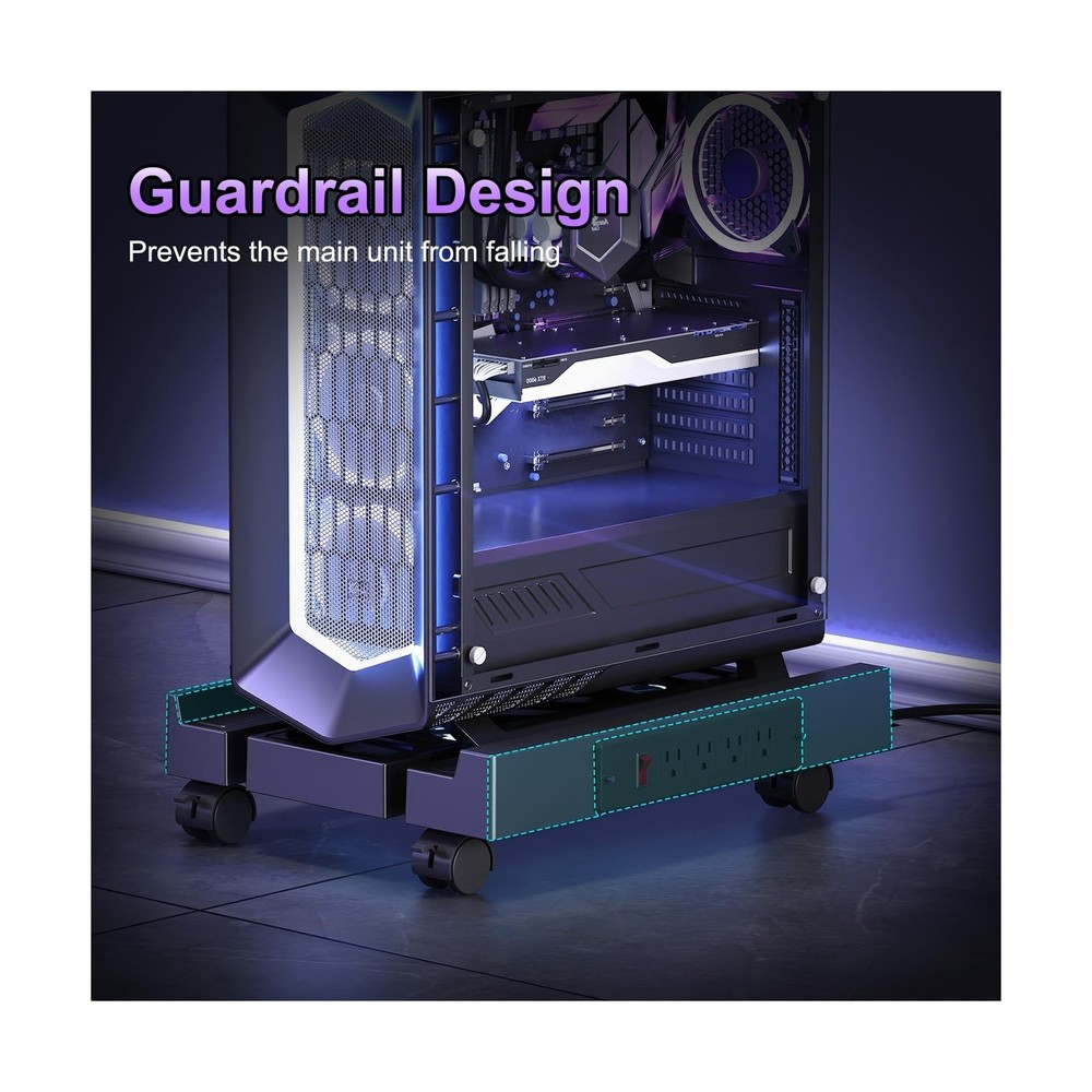 Adjustable Computer Tower Stand with Charging Station, PC Stand for Floor, Mo...