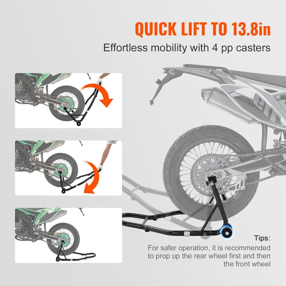 850lb Capacity Rear Motorcycle Jack Stand with Dual Fork Compatibility