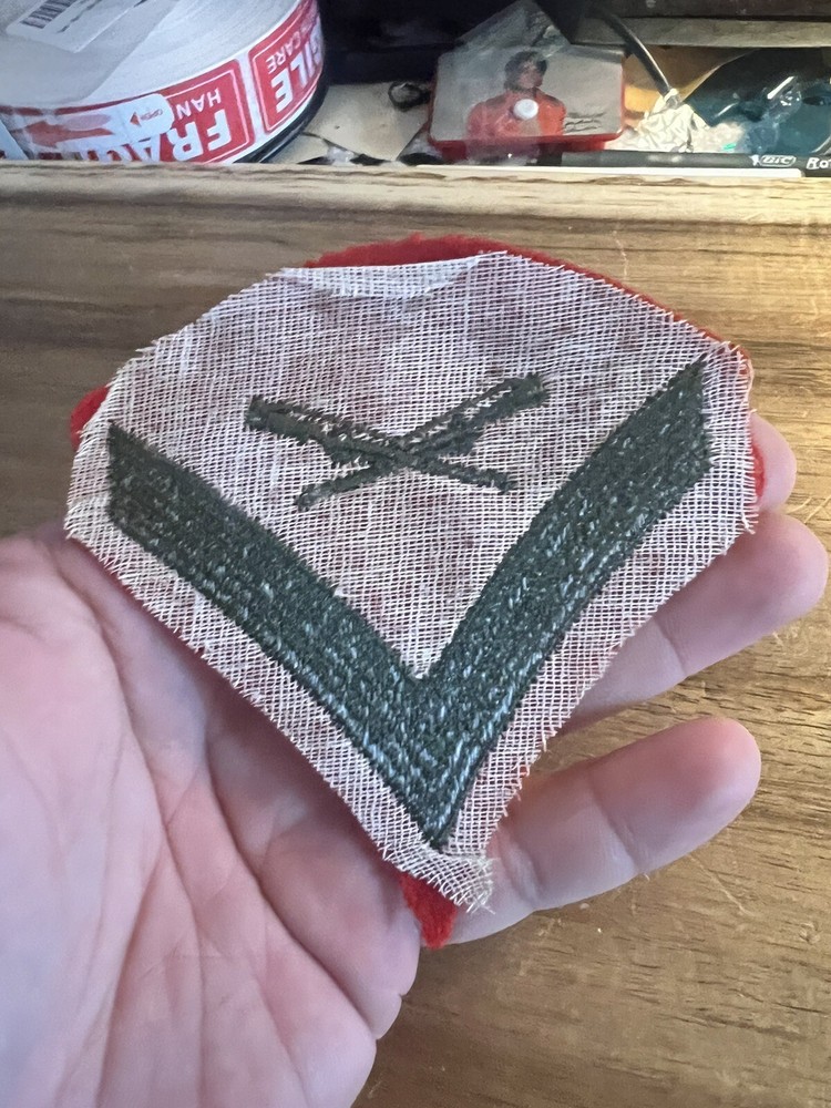 USMC Lance Corporal E-3 Green on Red Embroidered Chevrons