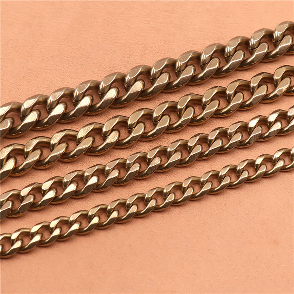 Solid Brass Flat Curb Chains Strap Handbag Purse replacement Accessories Key DIY