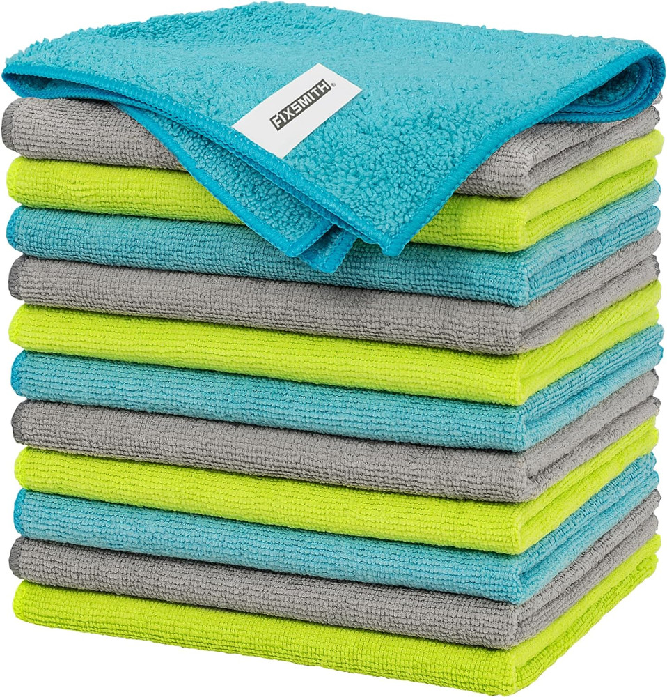 Microfiber Cleaning Cloth - Pack of 12, Multi-Functional Cleaning Towels, Size: