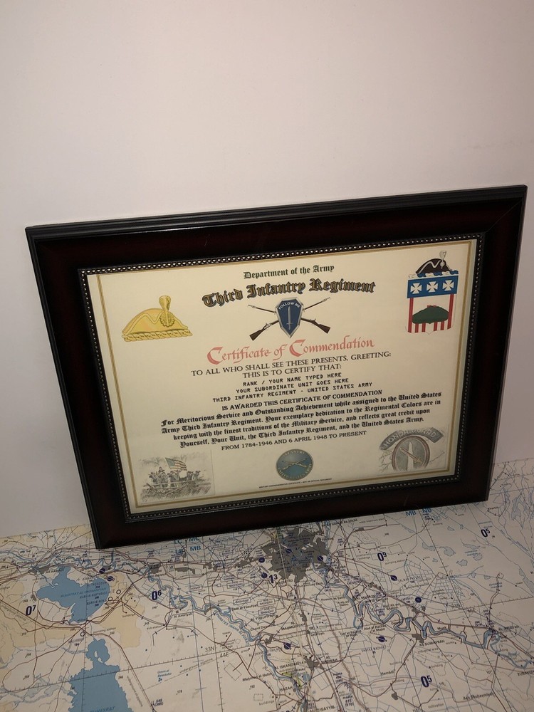 3RD INFANTRY REGIMENT / COMMEMORATIVE - CERTIFICATE OF COMMENDATION