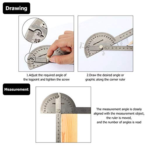 Angle Protractor Ruler Stainless Steel 0-180 Degree