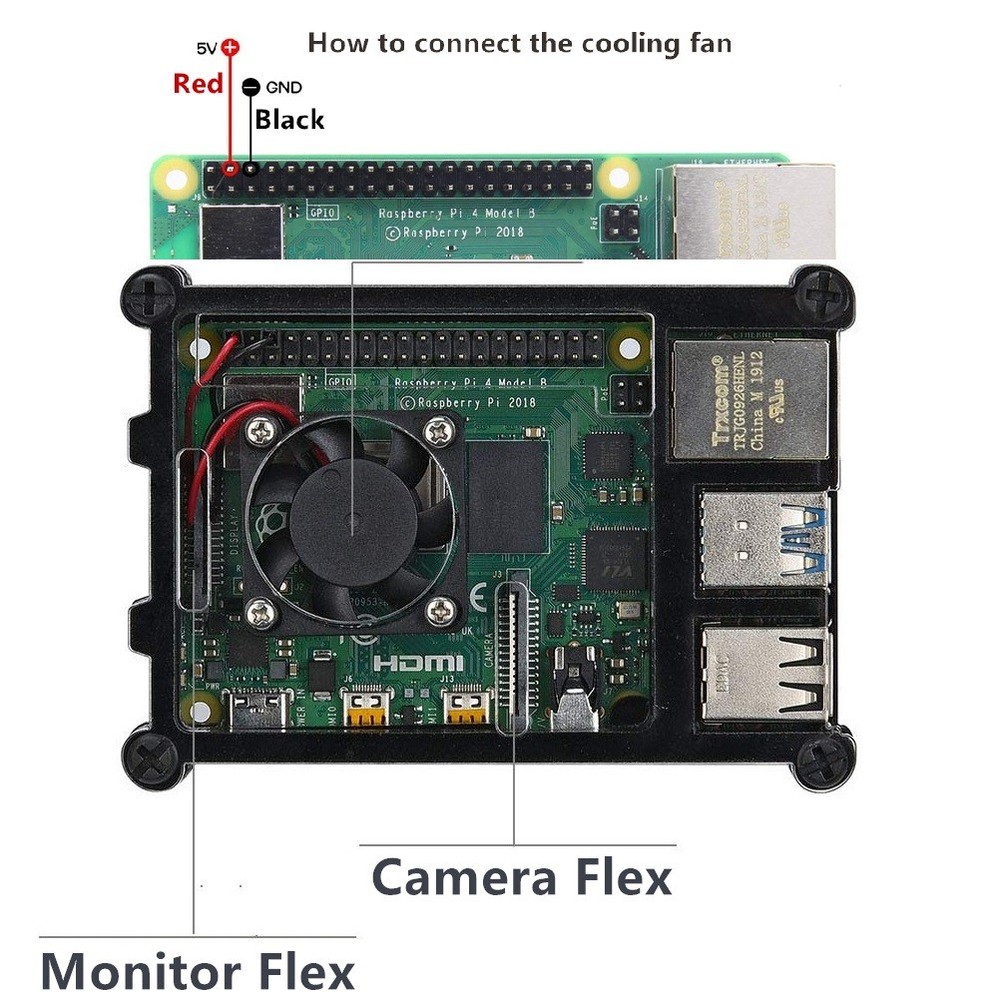 With Cooling Fan/Heatsink Acrylic Transparent Case Shell For Raspberry Pi 4B