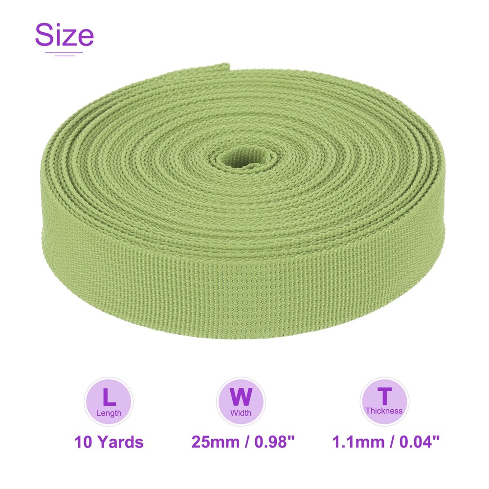 10Yard x 1" Width Nylon Webbing Strap Poly Flat Webbing Strapping Light Green