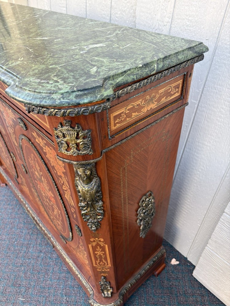 67208 Marble Top Sideboard Server Console Cabinet Stand