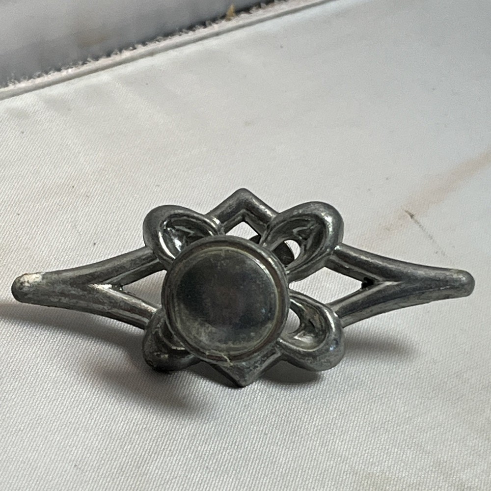 2 Mid Century Drawer Pulls MCM Silvertone