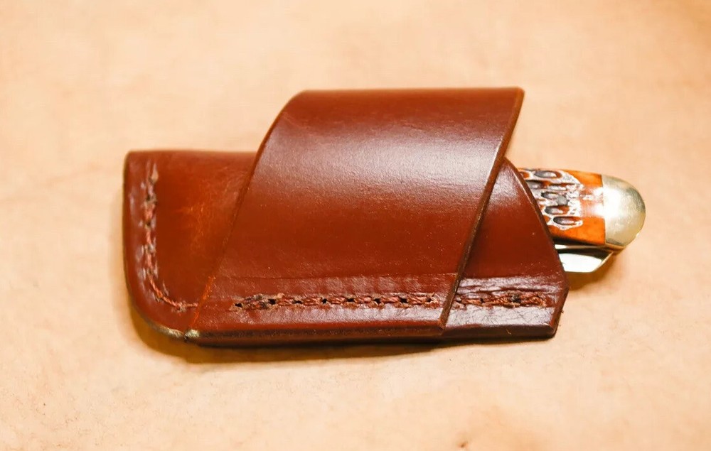 Custom Leather Crossdraw Sheath for 4" Trapper