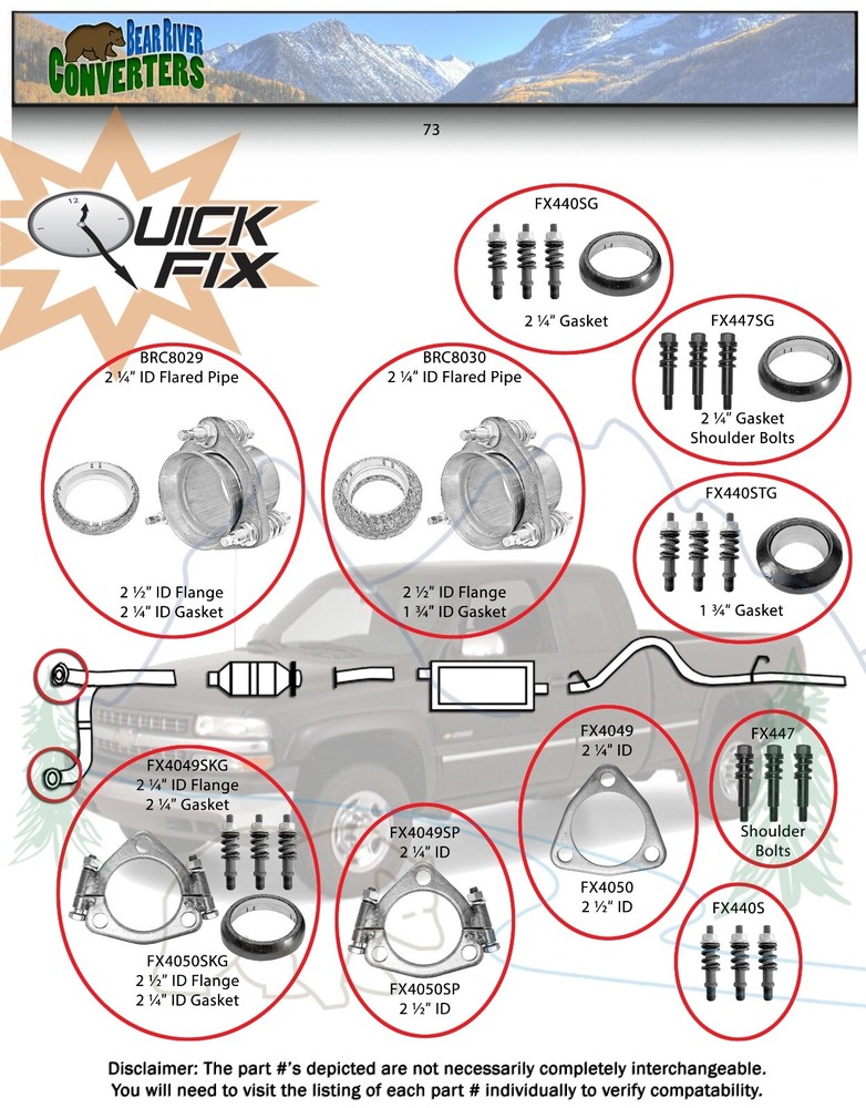 2 PACK 1 3/4" ID Exhaust Donut Gasket & Manifold Stud Spring Bolt Hardware Kit