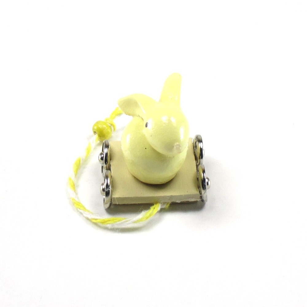 WMH Dollhouse Miniature Easter /Nursery Bunny Pull Toy - Yellow