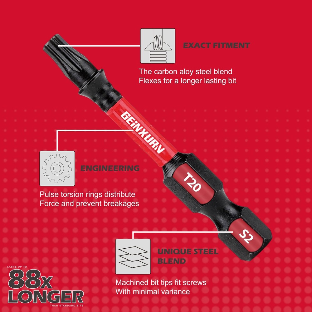GEINXURN Impact Tough Phillips Square Torx 2 in. Insert Driver MIXED-35PC