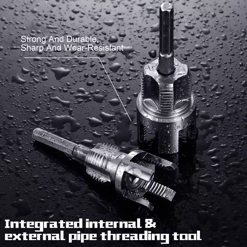 Integrated Internal & External Pipe Threading Tool Steel PVC Pipe Threader Kit