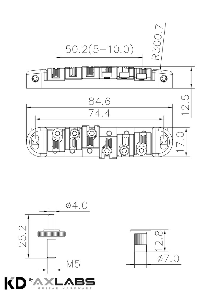 KD By AxLabs Roller Bridge For TOM Replacement - Nickel
