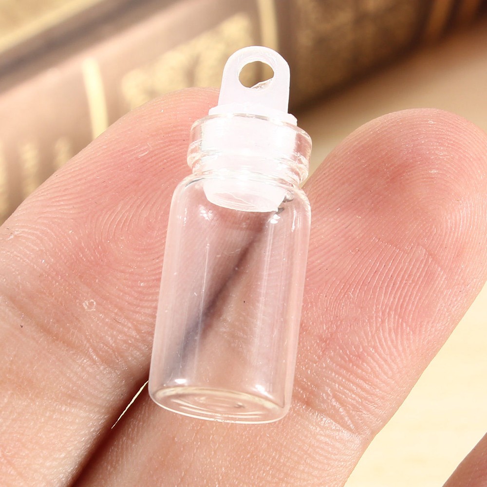 50pcs 1ml Empty Sample Vials Clear Glass Bottles with Plastic Lid Small Bottle