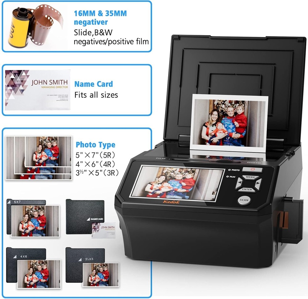 Compact 22MP Photo & Negative Scanner - 5" Screen for Easy Memory Digitization