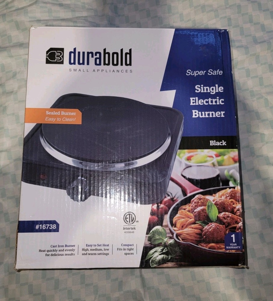 Durabold small appliances -Single Electric burner-  Black - super safe