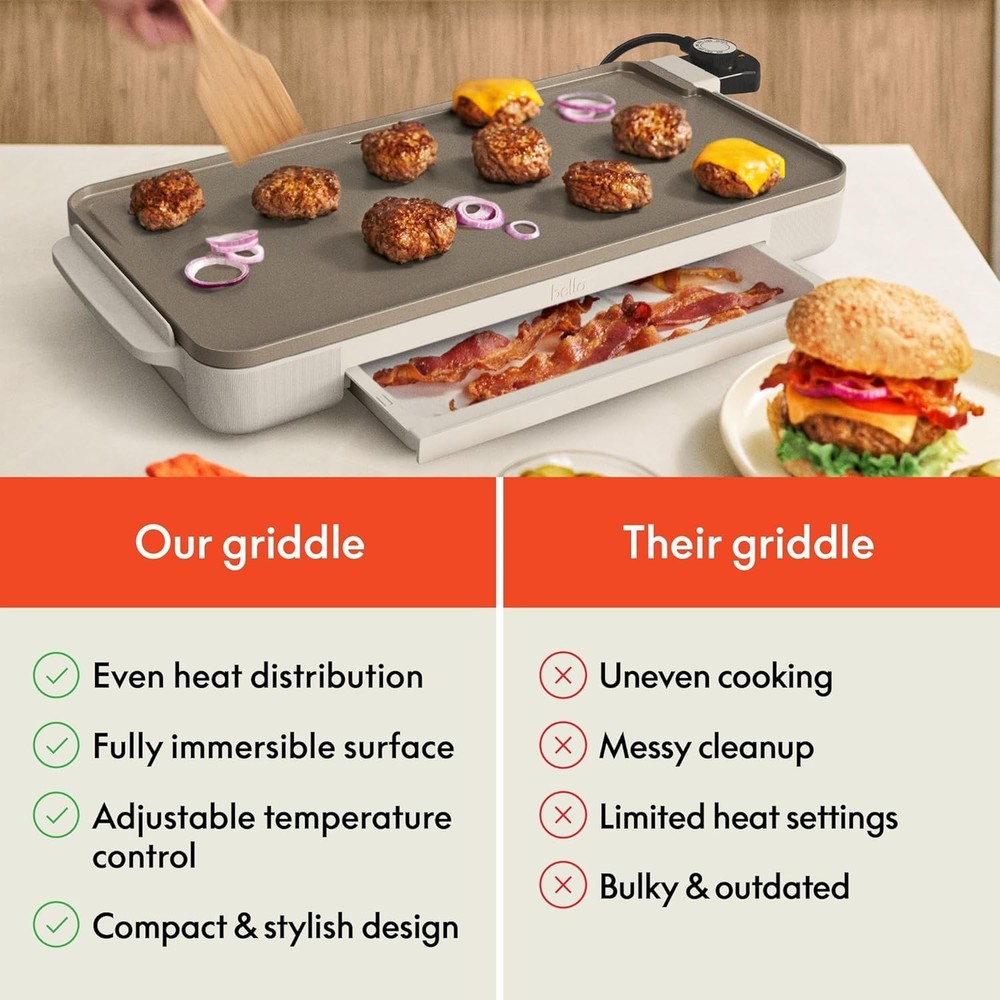 "Presto Electric Griddle With Removable Handles, Black, Black "