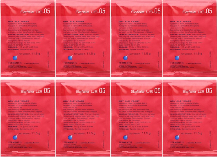 Fermentis Safale US-05 Dry Beer Yeast, 11.5 g (Pack of 8)