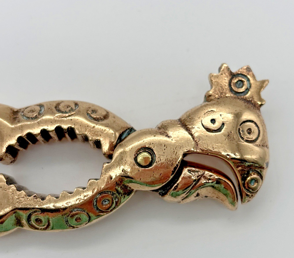 Vintage Solid Brass Rooster Bird Nutcracker Antique Unique Funny Statement Piece