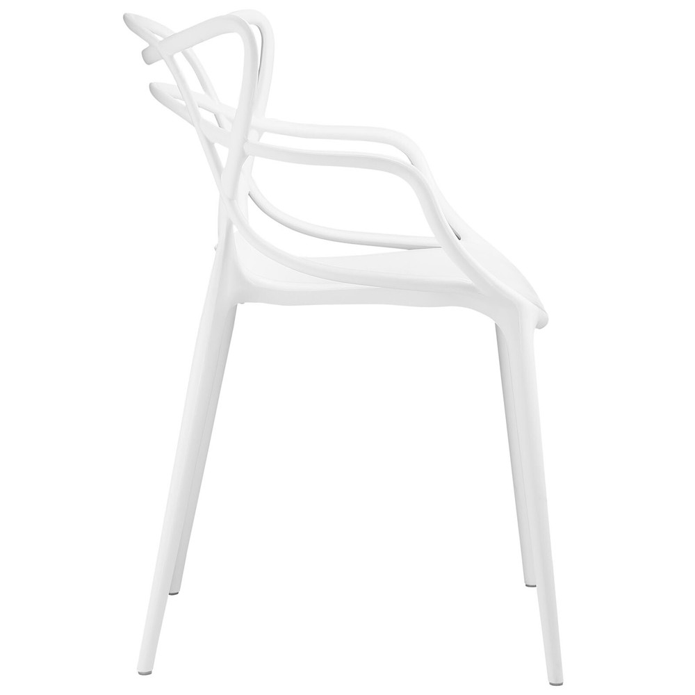 Modway Entangled Modern Molded Plastic Two Dining Armchairs in White