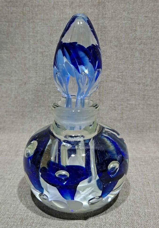 Joe St. Clair Cobalt Blue Hand Blown Perfume Bottle