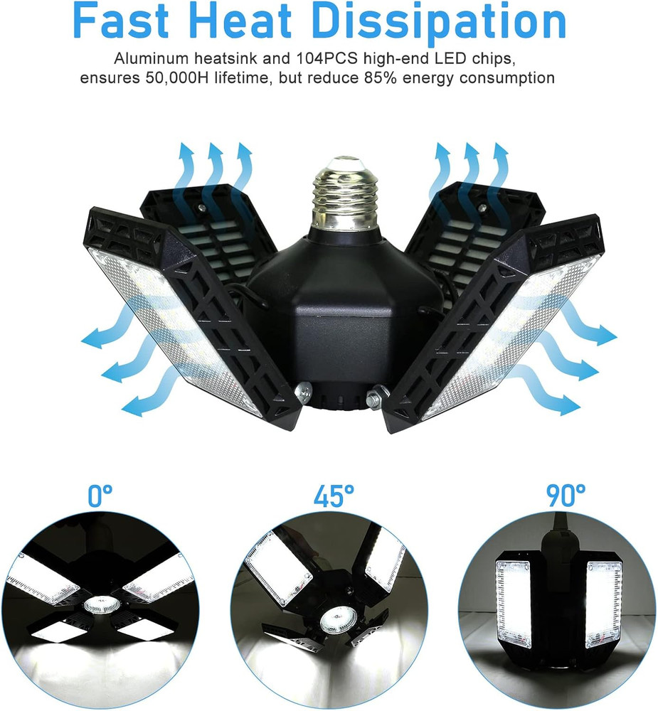 LED Garage Light 150W Deformable Garage Ceiling Lights15000Lm 4 Adjustable