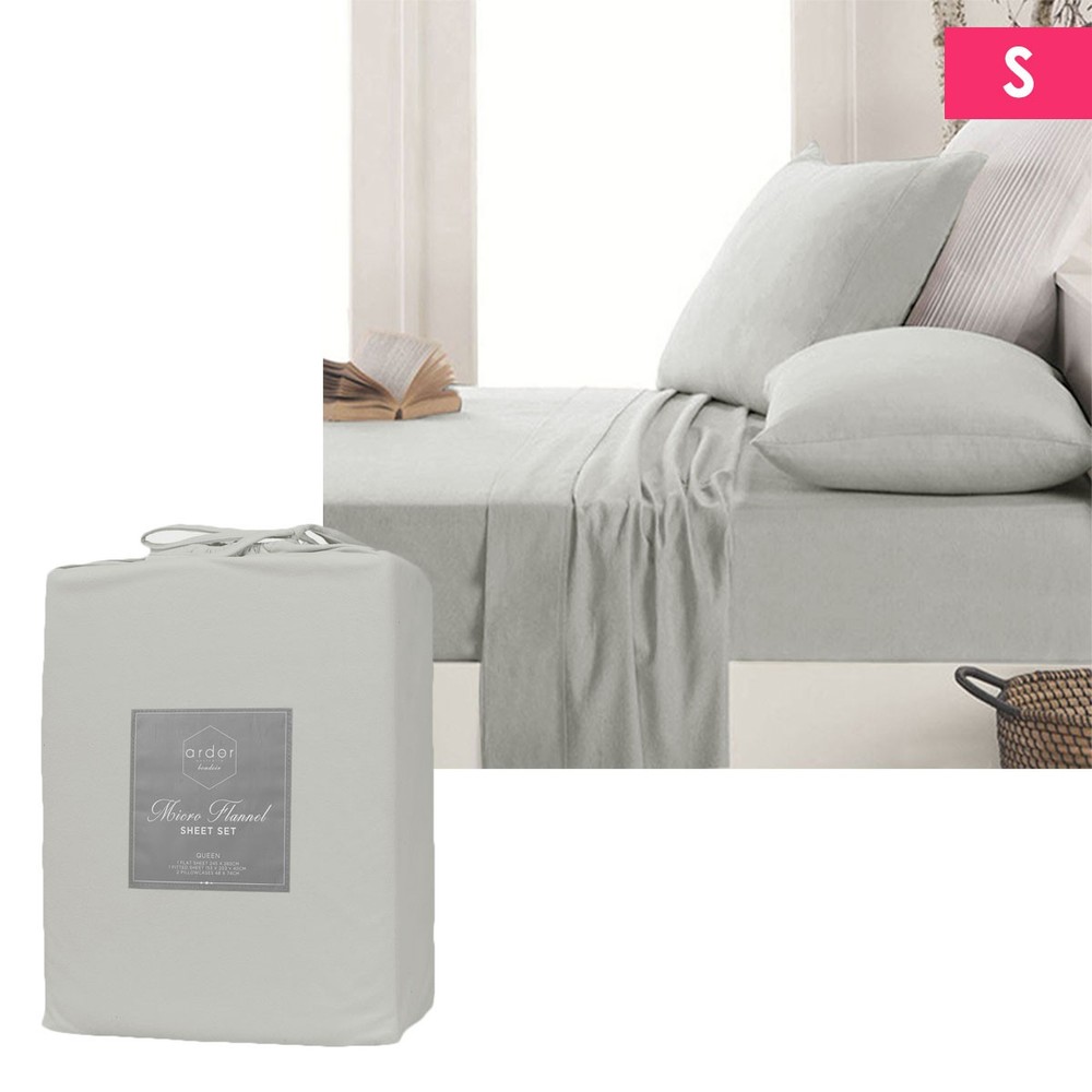 Micro Flannel Sheet Set Silver by Ardor