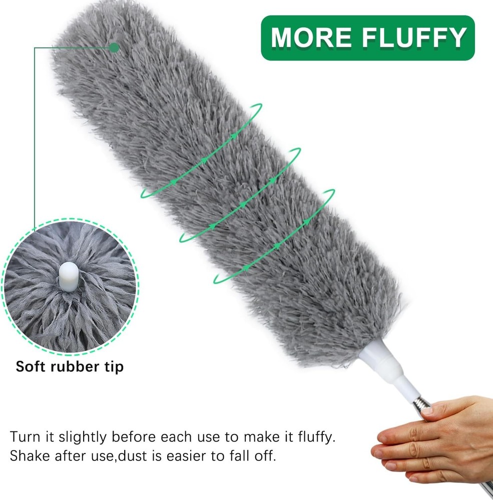 100" Extra-Long Microfiber Feather Duster, Extendable Pole Dusters, Telescoping