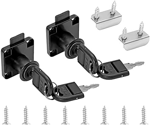 2 Pack Drawer Lock with Keys Black