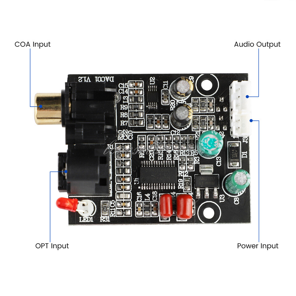 Digital Audio Decoder DAC 24Bit 192K Optical Fiber Coaxial Decoder Signal Input